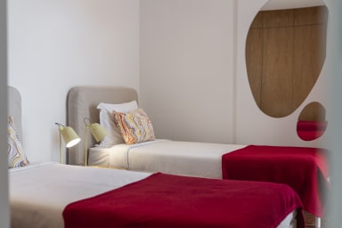 Bedroom with two single beds. 