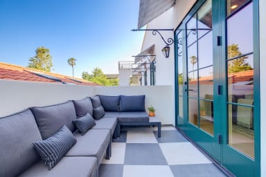 Private patio with outdoor seating.