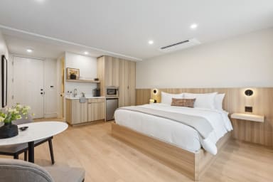 King-size bed, sleeps 2 and Kitchenette with Nespresso and Mini Fridge