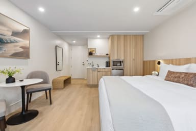 King-size bed, sleeps 2 and Kitchenette with Nespresso and Mini Fridge