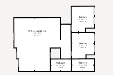 Studio Floorplan 1,060 Square Feet