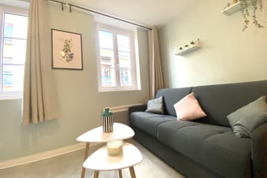 Salon avec canapé-lit confortable