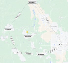 Centrally located within a 15 minute drive of the entire Russian River Valley