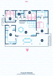 Plan au sol de Villa en location saisonnière à Saint-Francois en Guadeloupe  