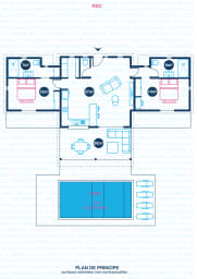 Plan au sol de Villa en location saisonnière à Saint-Francois en Guadeloupe  