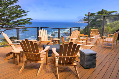 Fire table and seating with ocean view