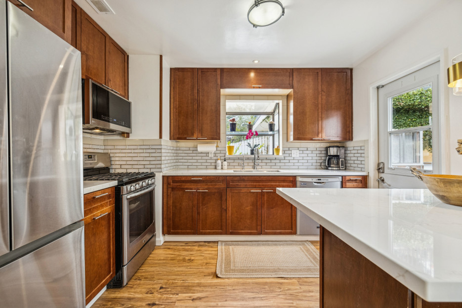 Newly renovated open kitchen and dining area.