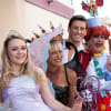 Helen Peters (Lilac Fairy), Nikki Kelly (Carabosse), Jon Moses (Prince Rupert) and Bobby Crush (Nurse Katy Cough-Drop)