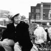 Joan Littlewood with The Theatre Royal in the background. the photograph on which the proposed sculpture will be based