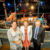 Curve chief executive Fiona Allan, Culture Secretary Maria Miller and Leicester City Mayor Sir Peter Soulsby