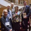 Maureen Lipman, who made the presentation with (left to right) winner Daniel Rosenthal andshort-listed authors Giles Block, Michael Blakemore and Robert Whelan
