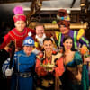 Justin Fletcher (Wishee Washee) and the cast of the New Victoria Theatre, Woking's panto 'Aladdin'