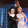 Sarah Ridgeway (left) with Ben Deery and Ellie Beaven in A Mad World My Masters