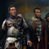 Joshua Richards as Fluellen, Jim Hooper as Erpingham, Alex Hassell as Henry V and Dale Mathurin as Bates