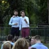 Joe Sargent as Jack Worthing and Peter Steele as Algernon Moncrieff