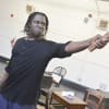 Hugh Maynard in rehearsal for his role as Sweeney Todd