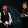 Patrick Stewart (Claudius) and Edward Bennett (Laertes) in the 2008 RSC production of Hamlet