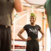 Joan Iyiola in rehearsal for The Duchess of Malfi
