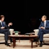 Daniel Rigby and Jonathan Hyde as Frost and Nixon
