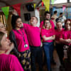 Izzy Finch (third from left) with rapper Kay Greyson and young people taking part in Takeover 2018