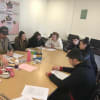 Neil Edwards (in the cap) leading a scripting session for The Murderess