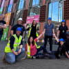 Staff and contractors at the start of refurbishment at the Garrick