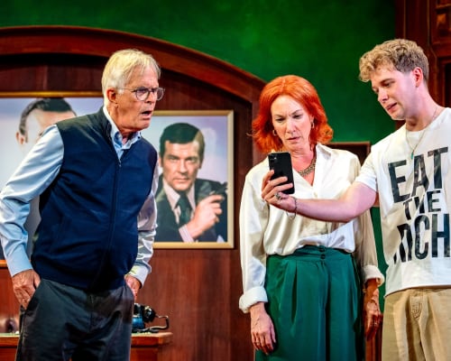 Philip Bretherton (Malcolm), Tanya Franks (Deborah) and Harry Goodson-Bevan (Quinn)