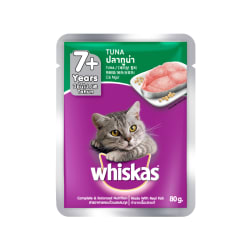 Whiskas วิสกัส อาหารเปียก แบบเพ้าช์ สำหรับแมวสูงวัย รสทูน่า 80 g