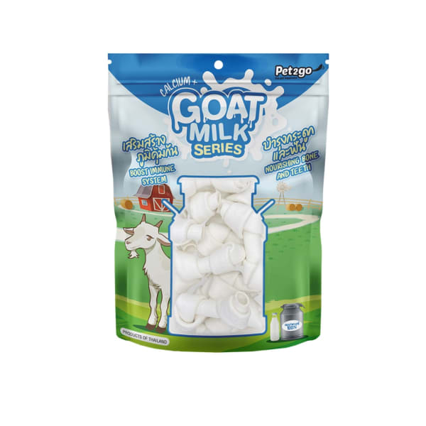 Goat Milk Series โกท มิลค์ ซีรี่ ขนมมิ้วกี้โบนรสนมแพะ เสริมสร้างภูมิคุ้มกัน บำรุงกระดูกและฟัน สำหรับสุนัขทุกช่วงวัย สายพันธุ์กลาง 50 g
