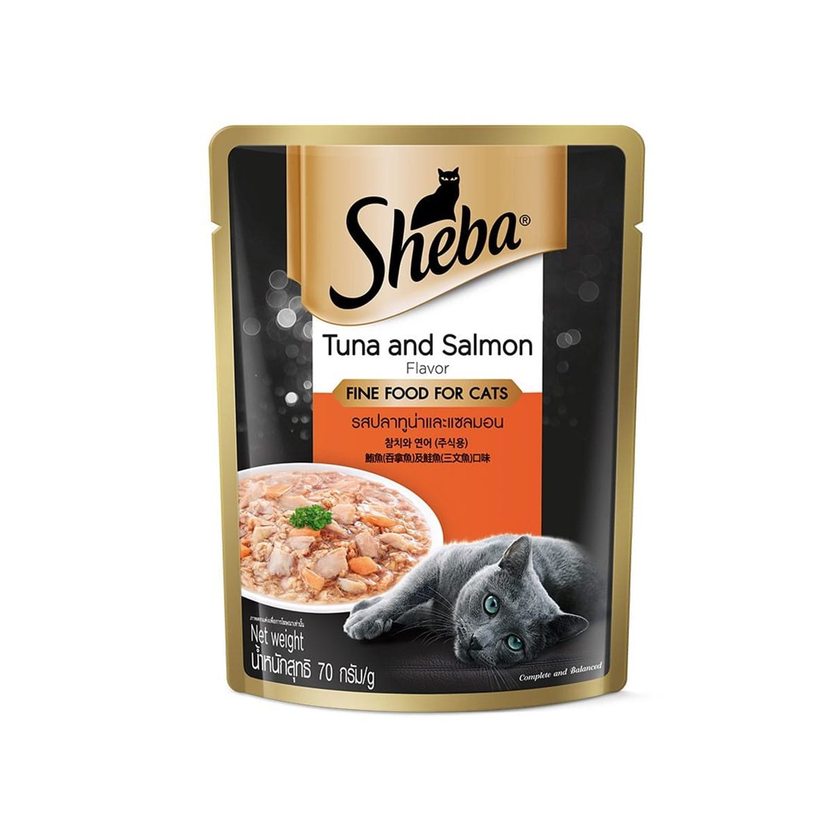 Sheba ชีบา อาหารเปียก แบบเพ้าช์ สำหรับแมว รสปลาทูน่าและแซลมอน 70 g_1