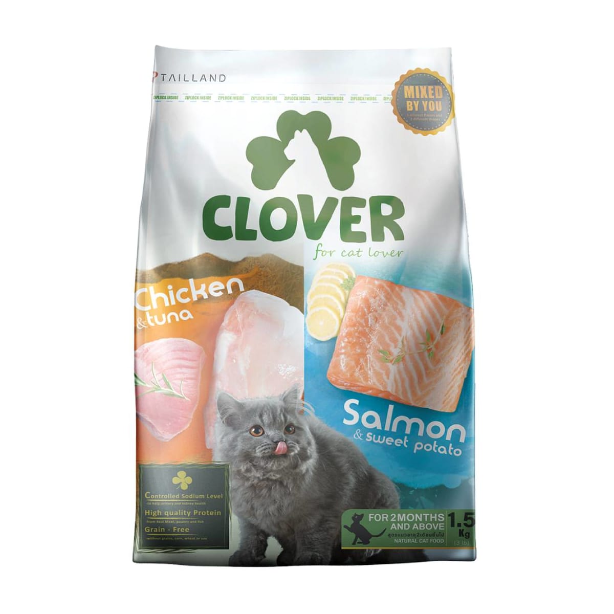 Clover โคลเวอร์ อาหารแมวแบบเม็ดโฮลิกสติกสูตรทูอินวันสำหรับแมวทุกช่วงวัยทุกสายพันธุ์
