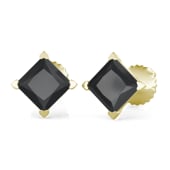 0.50 ct. t.w. Black-AAA Princess Cut Black Diamond Stud Earrings