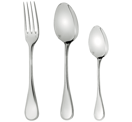 Ensemble 3 Couverts Enfant Perles Metal Argente