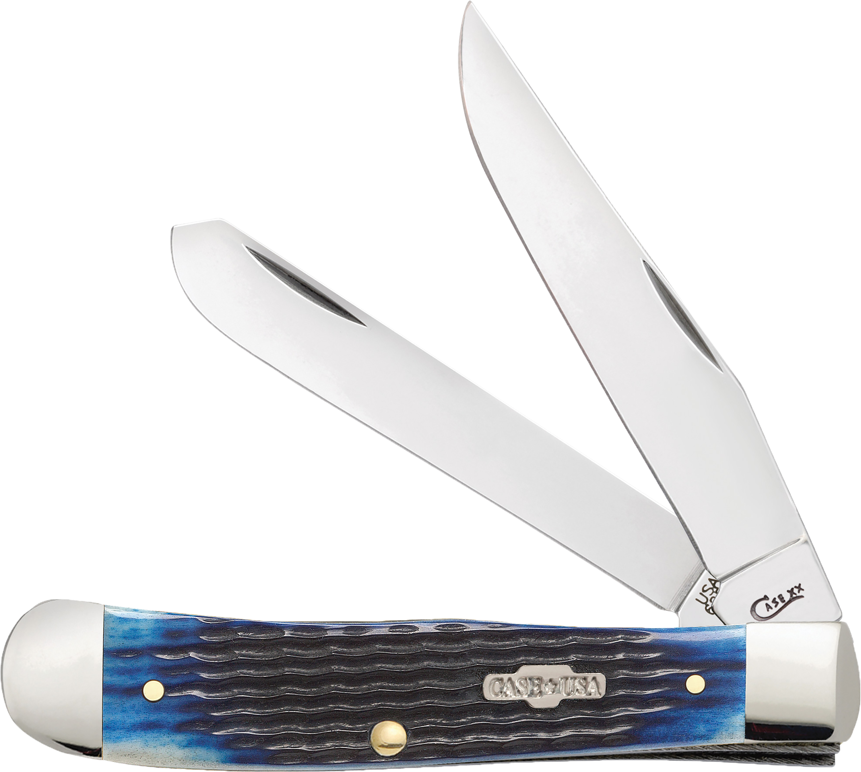 Case Cutlery Trapper 2BLD 4.125" Blue Bone Knife 02800