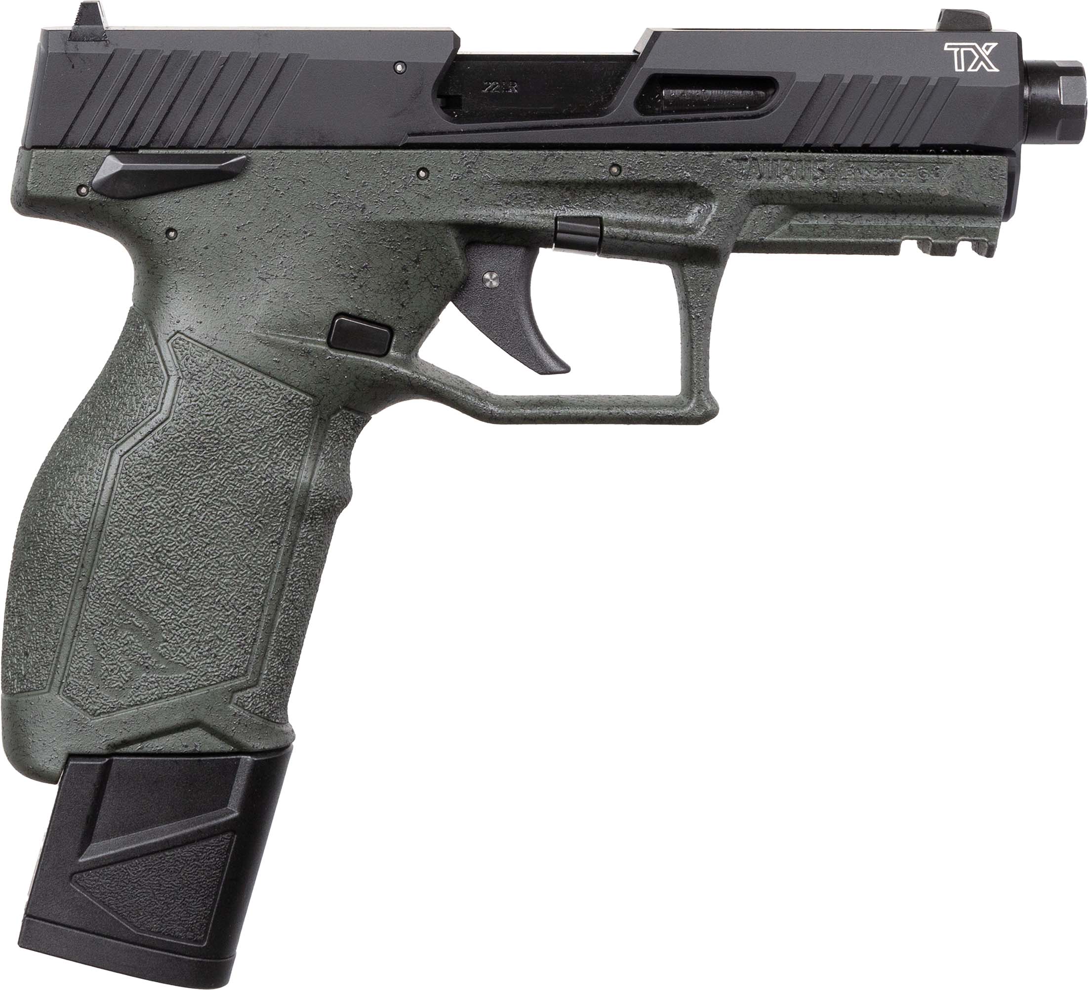 TaurusTX 22 Enhanced Rimfire Pistol: 22LR, 4.6" Threaded Barrel, 22-Round Capacity, SAO, ODG Splatter