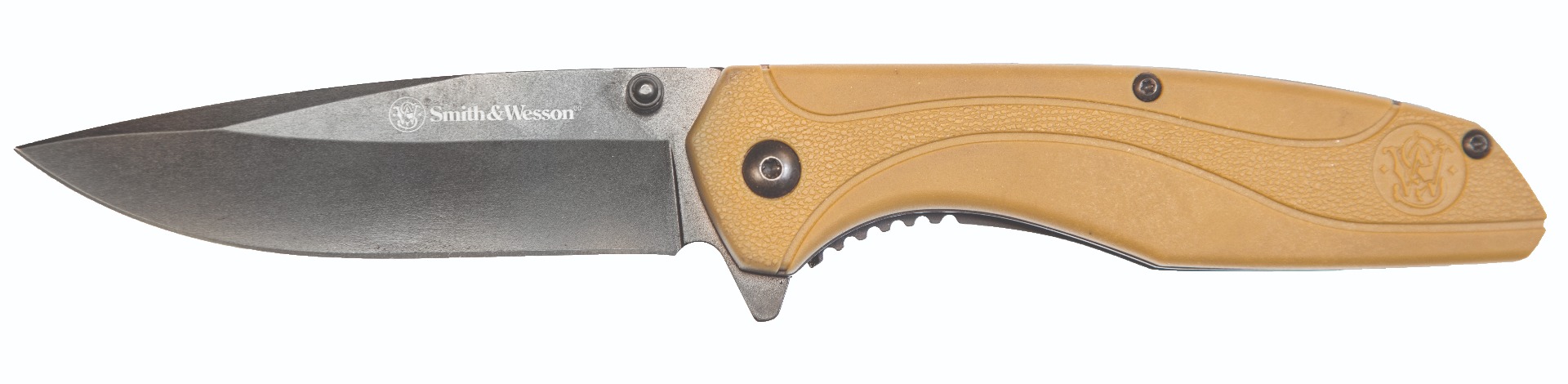 Smith & Wesson 1084312 Drop Point Folding Knife 3.5" Blade Tan Handle