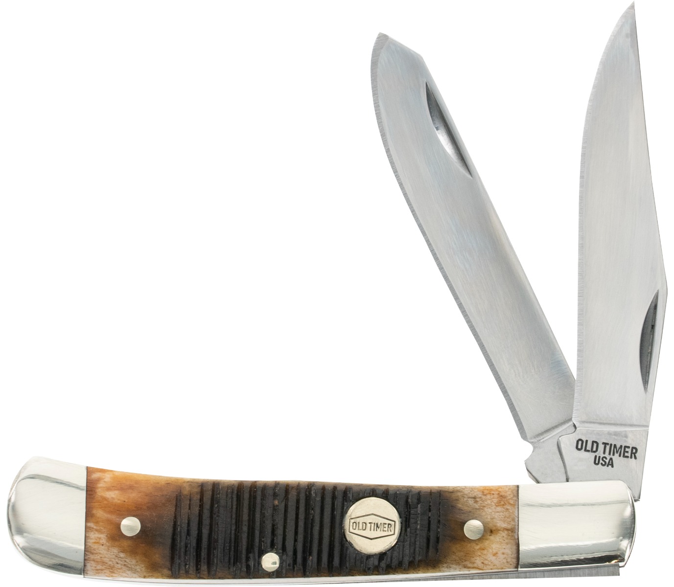 Old Timer 1137134 Limited Edition Slip Lock Knife with 1095 HC Steel Blade, Leather Sheath, Chestnut Bone Handle