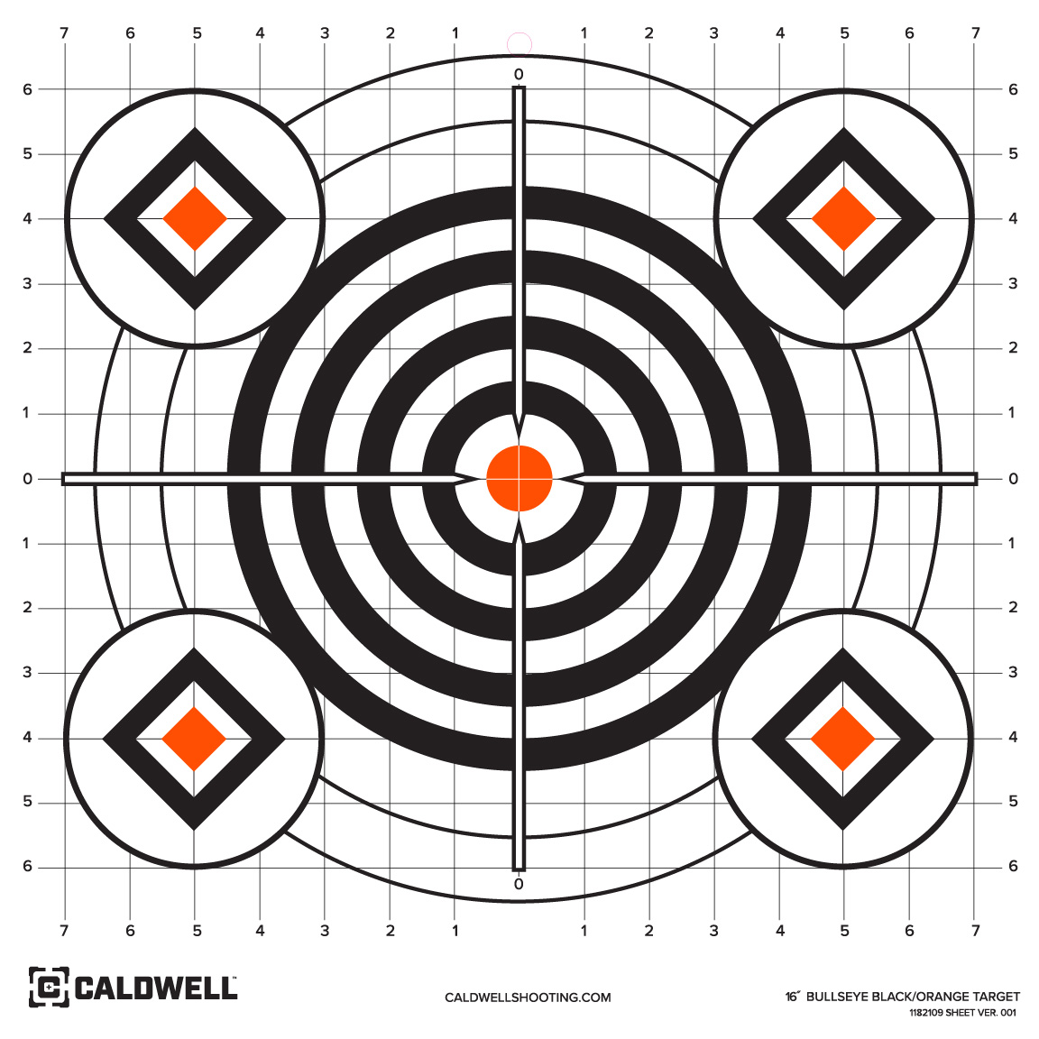 Caldwell Sight In Bullseye Paper Target 16 Orange and Black 10/ct