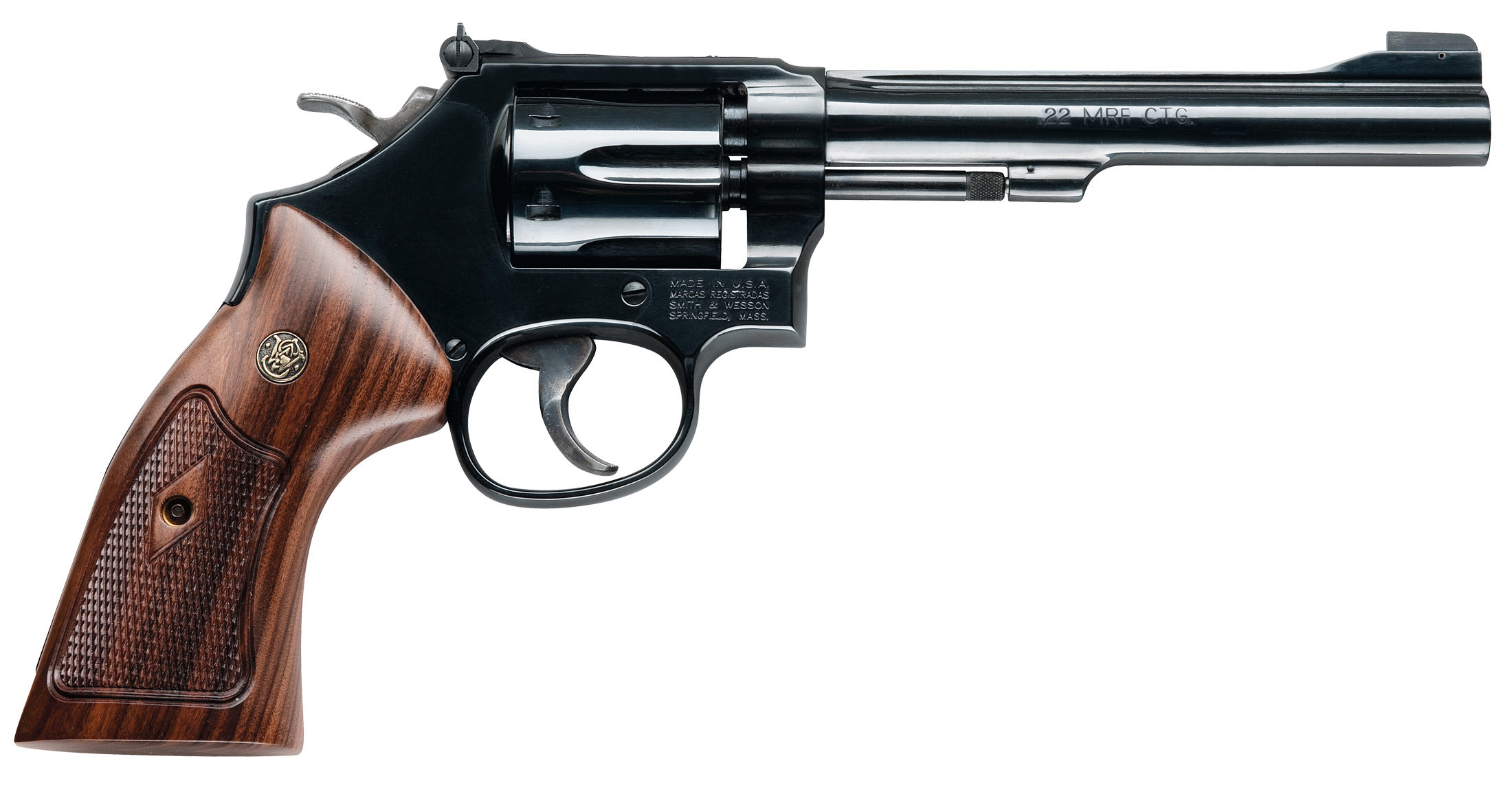 Smith & Wesson Model 48 Classic 22 WMR Blued Carbon Steel 6" Barrel, 6rd Cylinder & K-Frame, Wood Grip