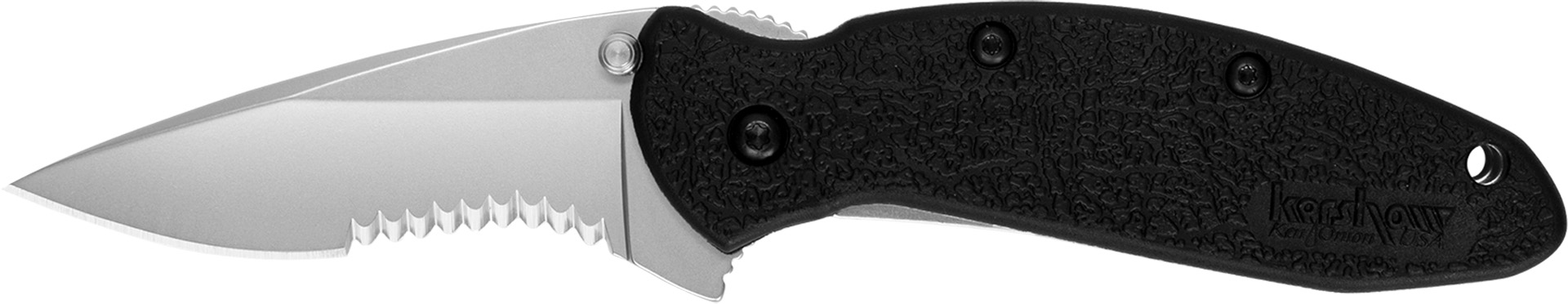 Kershaw 1620ST Scallion Knife 2.40 in Part Serrated Drop Point Black