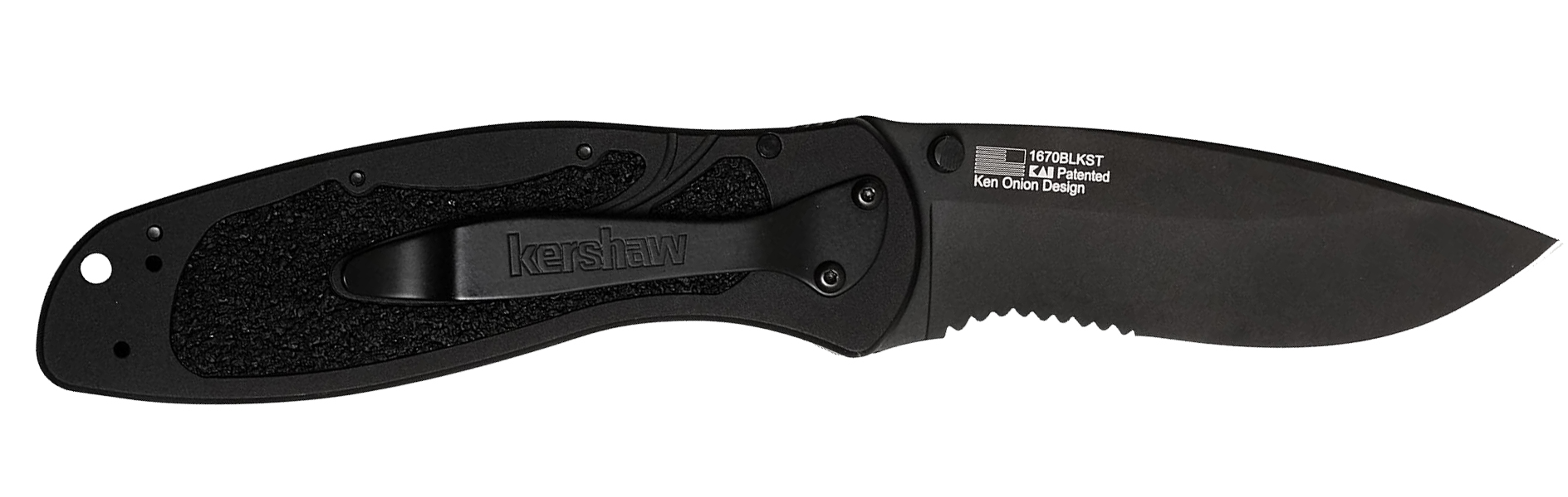Kershaw 1670BLKST Blur Black Knife with Partially Serrated Blade
