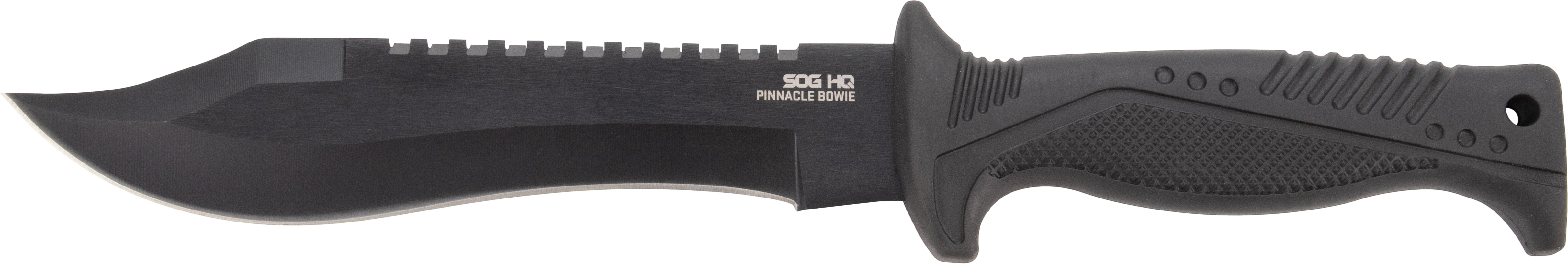 SOG Knives Pinnacle Bowie Fixed Knife 7-1/2 Clip Point Blade Black