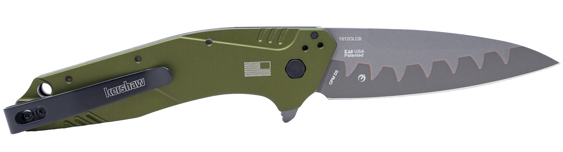 Kershaw 1812OLCB Dividend 3" Composite Blade Olive Aluminum Scales