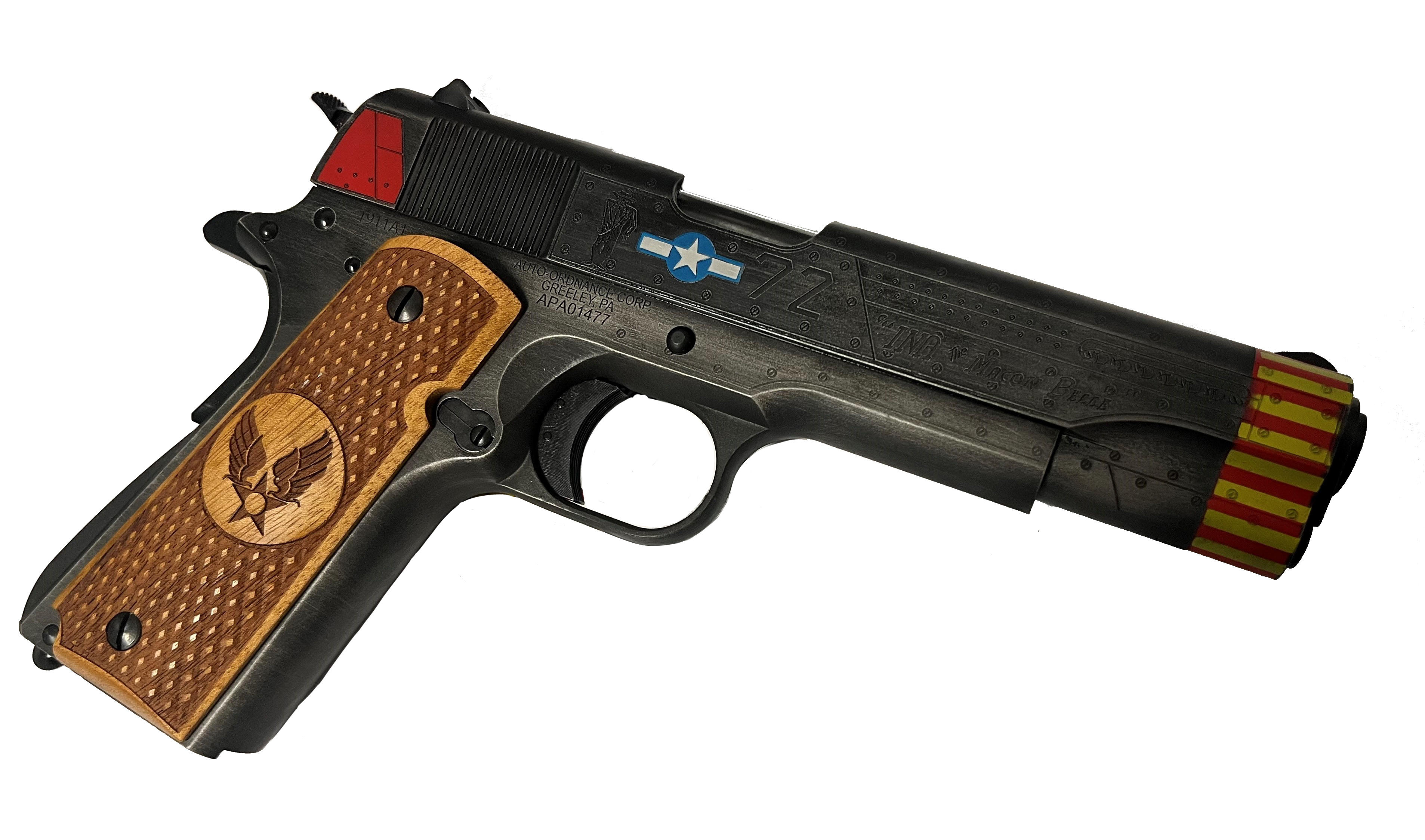 Auto-Ordnance Limited Edition Red Tails 1911 Handgun .45 Auto 7rd Magazine(1) 5" Barrel Custom Wood Grips