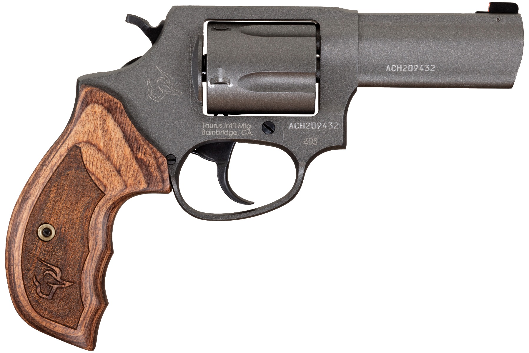 Taurus Defender 605 Revolver: 3" Barrel, 5rd .357 Mag, Altamont Wood Grip, Night Sight, Lightweight, Reliable, 2-6053CNS - Taurus - DA/SA