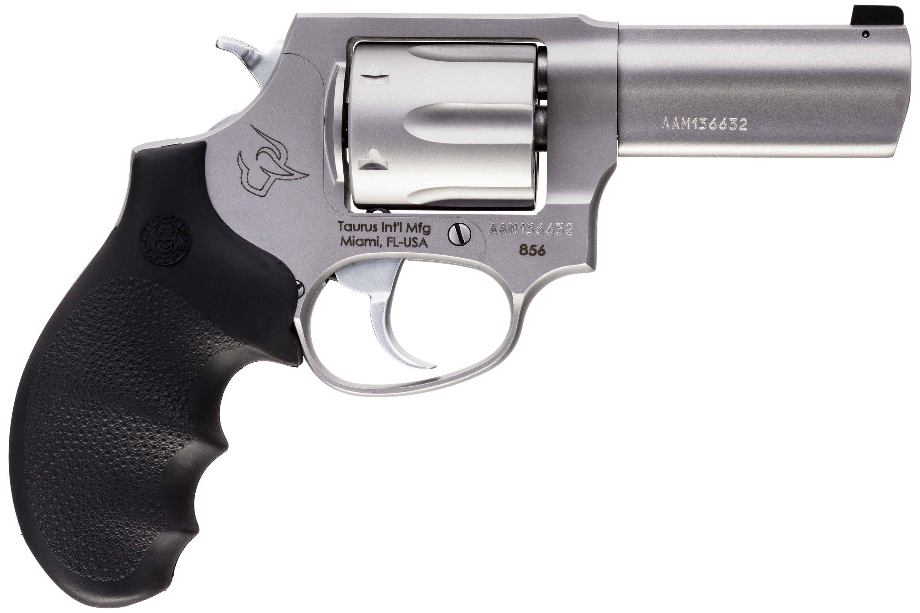 Taurus Defender 856 Lightweight Revolver, 38 SPECIAL +P, 3-Inch Barrel, 6-Round, Night Sight, Hogue Rubber Grip, Matte Stainless Finish - Taurus - 38 Special