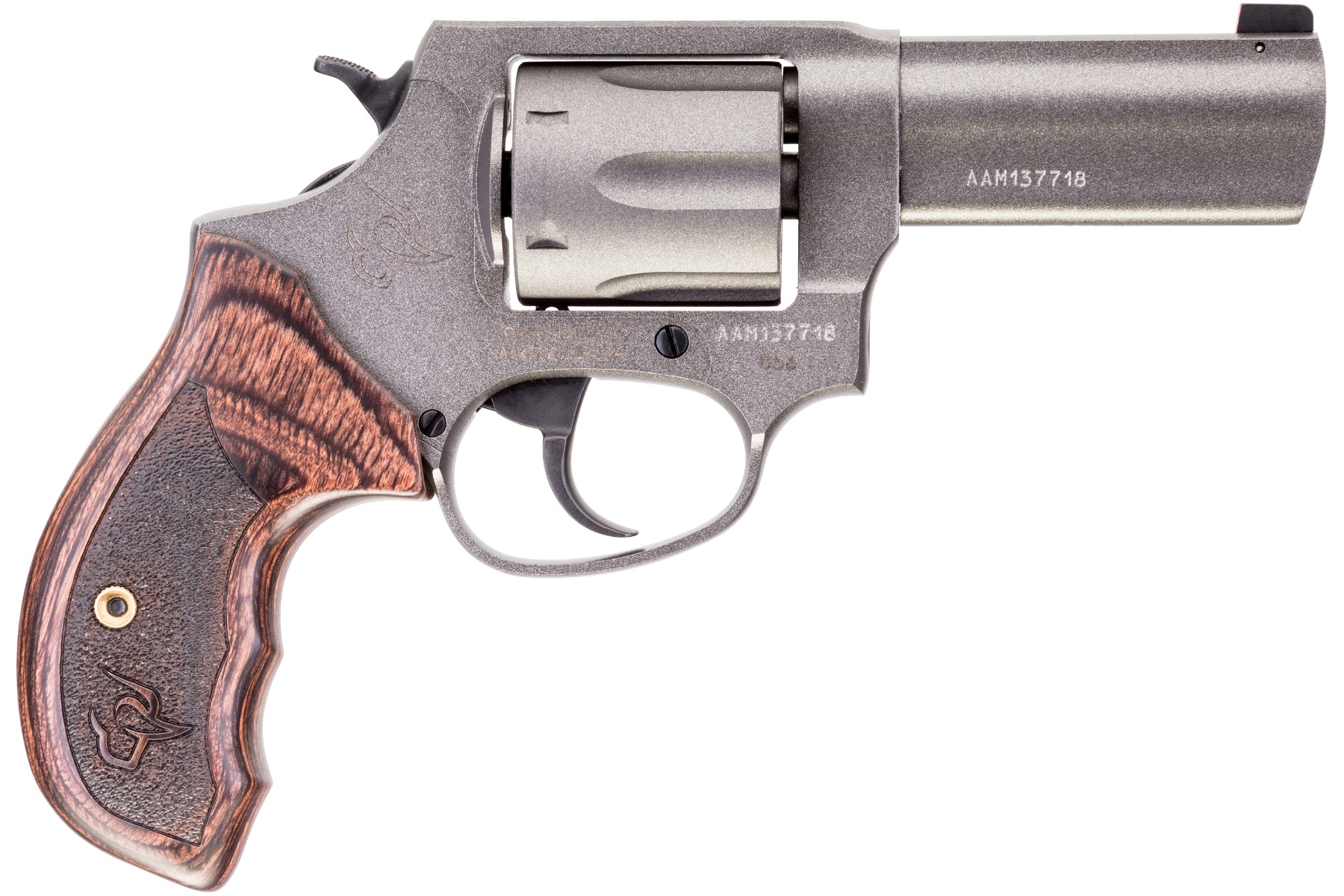 Taurus Defender 856 Lightweight DA/SA Revolver, 38 Special +P, 3-Inch Barrel, 6-Round, Tungsten Cerakote, Altamont Wood Grip, Night Sight - Taurus International Manufacturing, Inc. - 38 Special +P