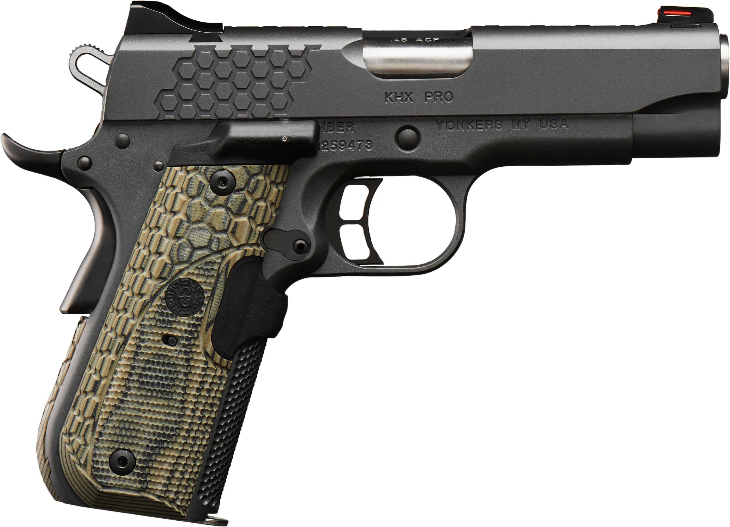 Kimber KHX Pro .45ACP 4" Black Pistol with Fiber Optic Sights & Hogue G-10 Laser Grips