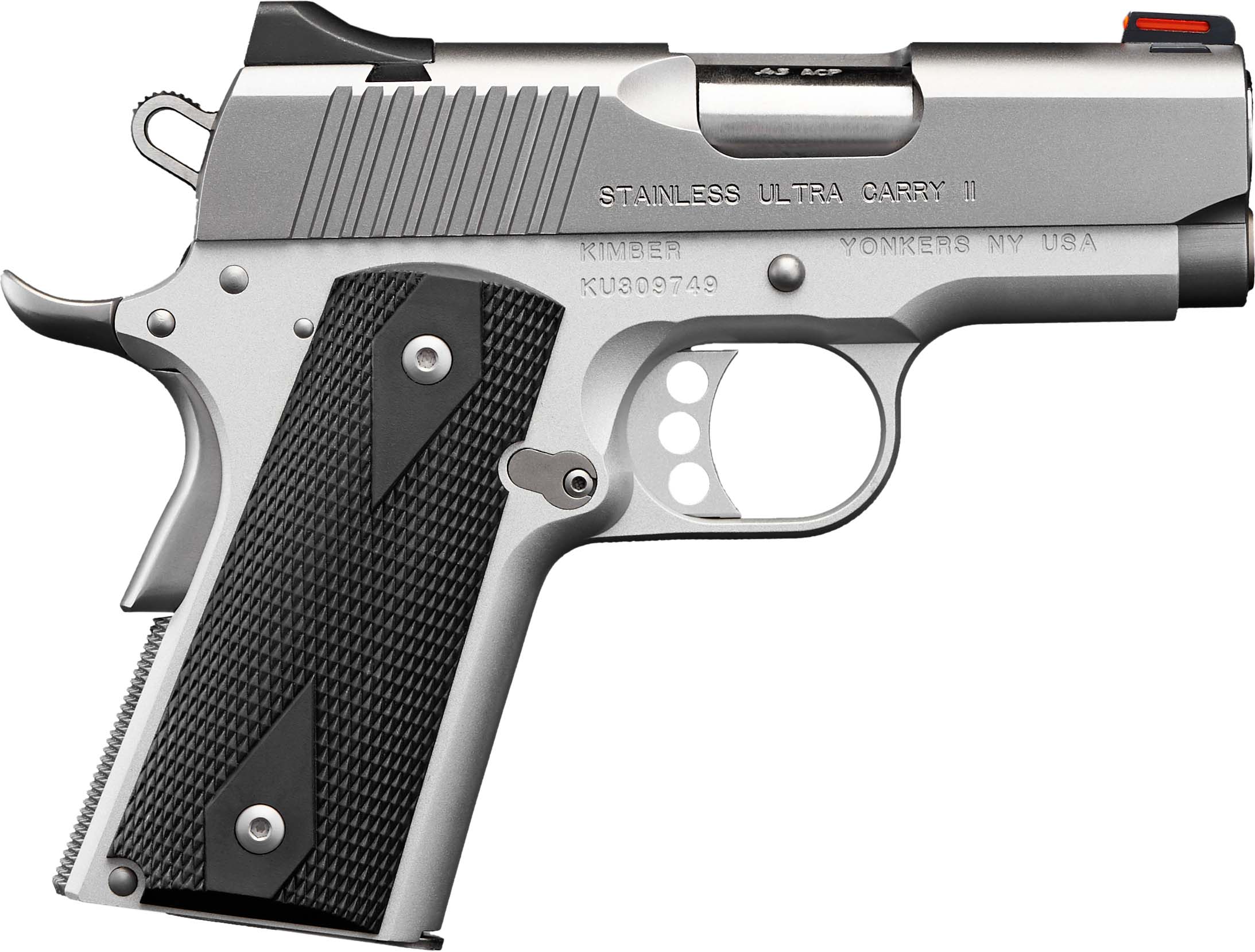 Kimber 3200062CA Stainless Ultra Carry II .45 ACP 7+1 Red Fiber Optic - Kimber - 45 ACP