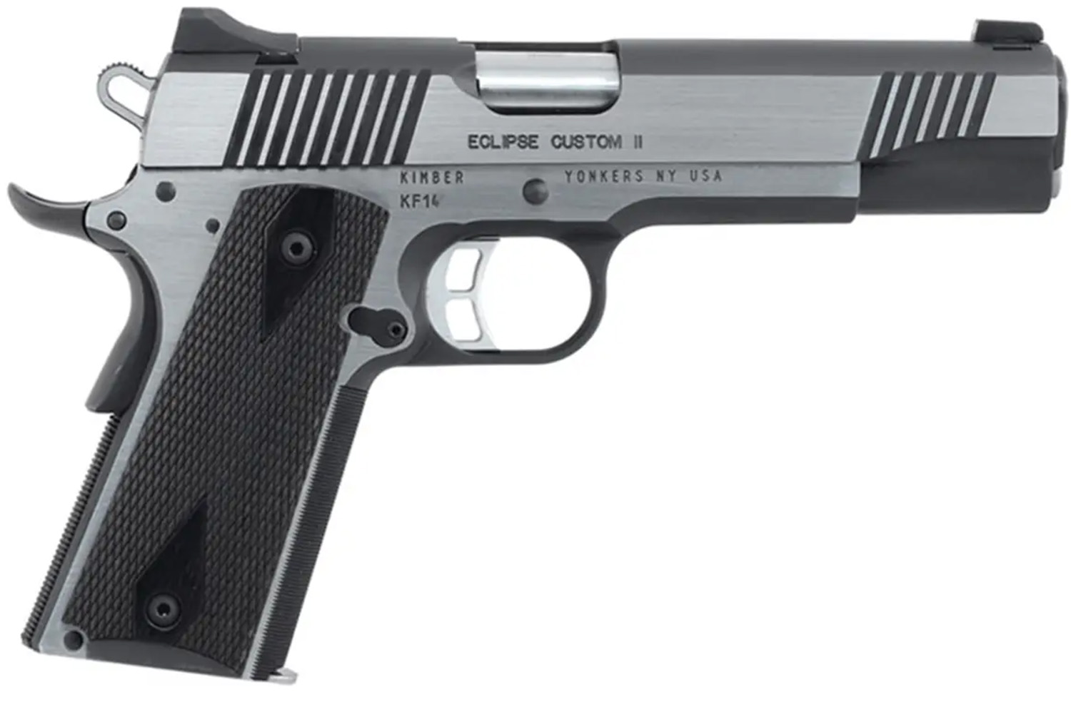 Kimber Eclipse Custom II 10MM 5" Barrel Stainless Steel 1911 Pistol - Gray/Black Grips, Tritium Sights, CA Compliant - Kimber - 10mm